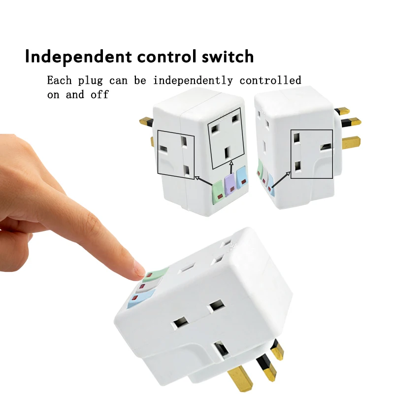 Штепсельная Вилка британского стандарта 250V 13A Портативный мульти 1 до 3 способа