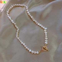 kshmir french high grade baroque freshwater pearl necklace retro temperament ot clasp necklaces hand accessories women punk 40cm