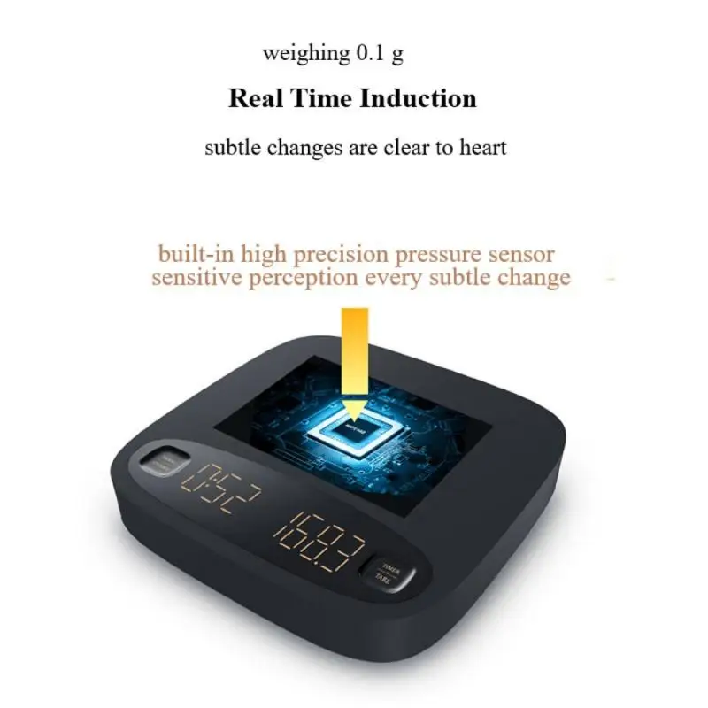 

0.1g/2kg Kitchen Scale Measure Tool USB Charging Hand Coffee Electronic Scale Coffee Scale With Timing Function Roasting Scale