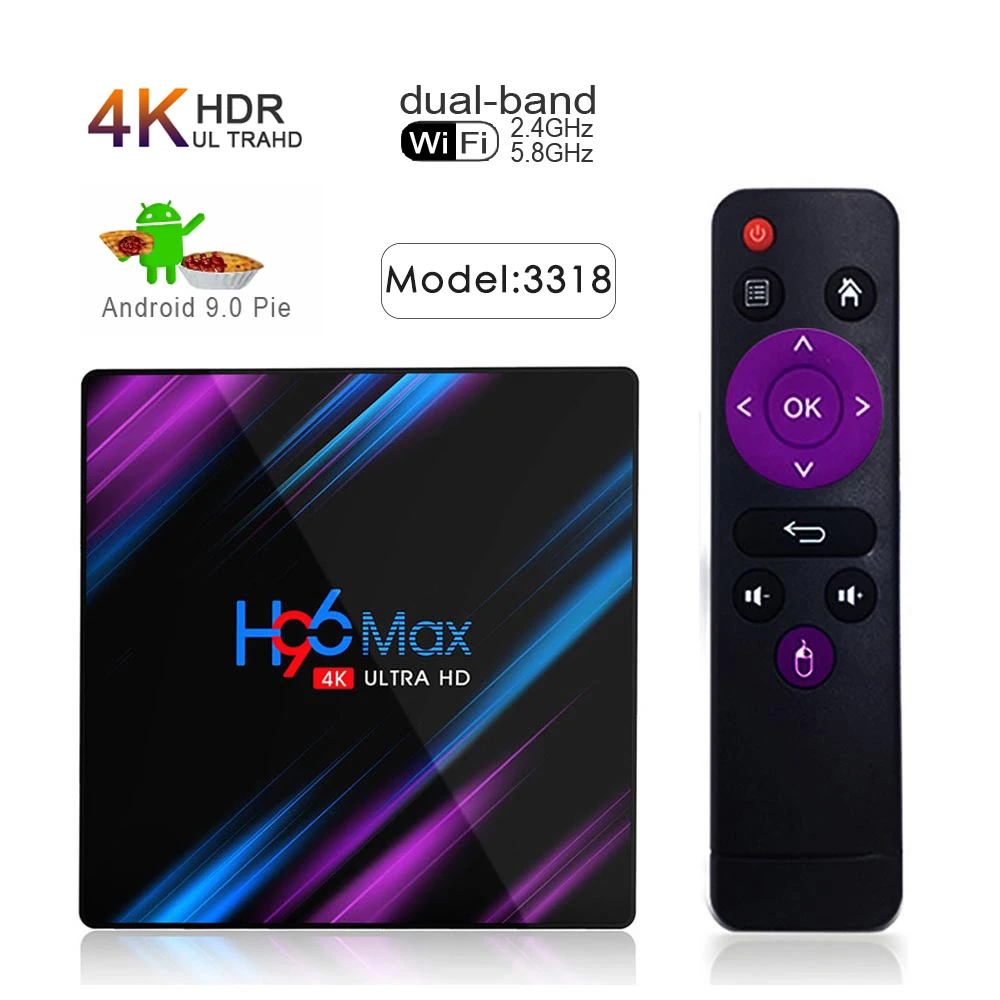 Приставка Смарт ТВ H96 MAX Android 9 0 RK3318 2 4 ГБ/4 ГБ 4K Wi Fi HDR|ТВ-приставки и медиаплееры| |