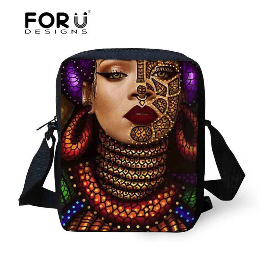 FORUDESIGNS/сумки через плечо для женщин сумки черный дизайн афро леди девочки детская