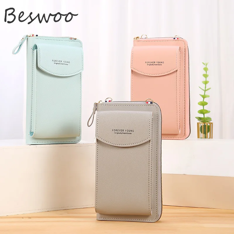 Women's Wallet Pu Leather Phone Bag Female Wallets Clutch Fashionable Zipper Purses Ladies Bag Pocket Shoulder Bag Card Holders