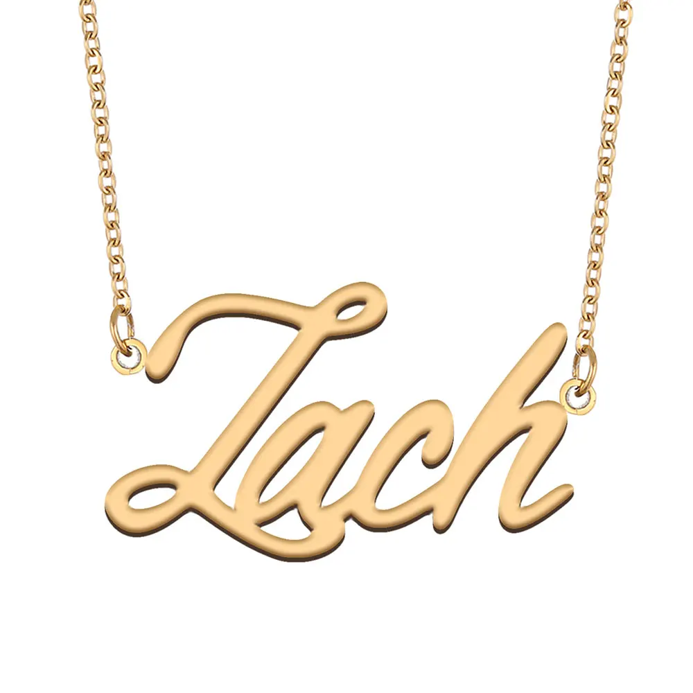 

Zach Name Necklace for Women Stainless Steel Jewelry with Gold Plated Nameplate Pendant Femme Mother Girlfriend Gift