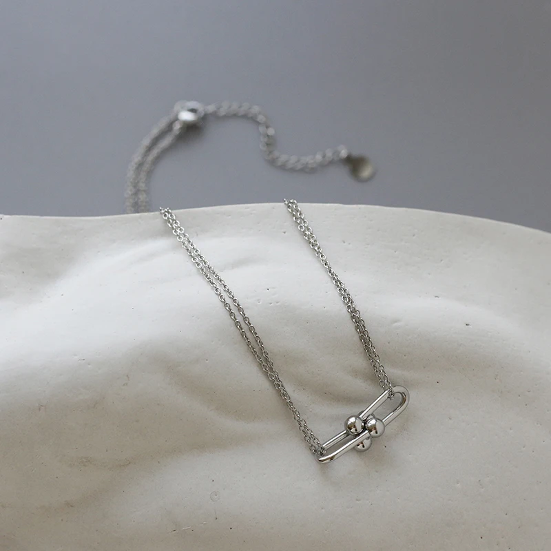 

Fashion Pin Cross Buckle necklace Mixed Linked Circle Necklaces for Women Minimalist Choker Necklace Stainless Steel Jewelry