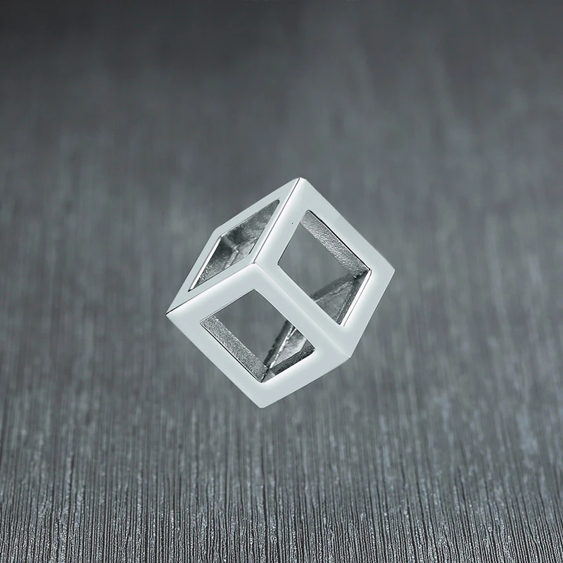Silver Pendant Vnox Ретро пустой кубик кулон для мужчин из нержавеющей стали квадратное винтажное ожерелье панковские геометрические колье 2" цепь - Окраска металла: Silver Pendant