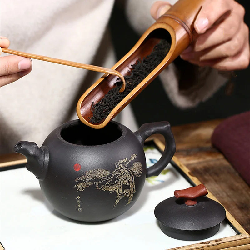 300ml Yixing Purple Clay Teapots Handmade Boutique Tea Pot Raw Ore Black Mud Beauty Kettle Chinese Zisha Set Customized - купить по