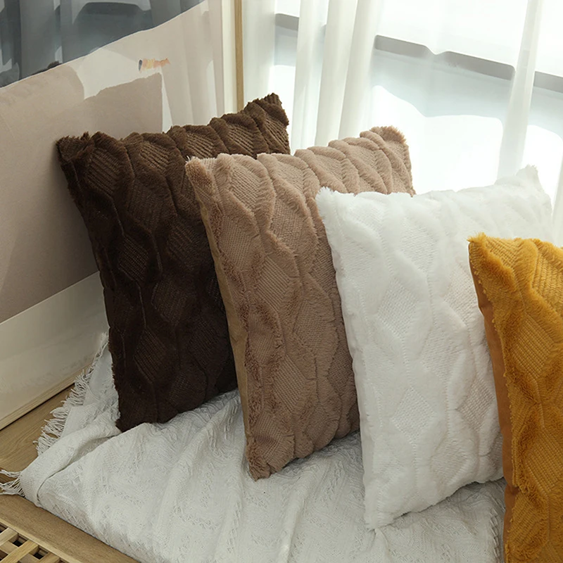 

Fur Decorative Cushion Cover Pillow Sofa Plush Pillowcase Living Room Decoration Home Decor Sofa Cushion Covers Home Decoration