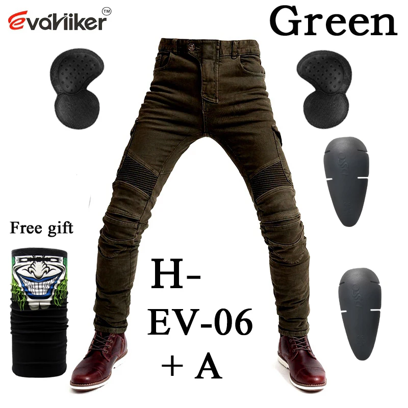 H-EV-06 Green A Army green UBS 06 черные UBS006 джинсы мужские джинсы для езды на мотоцикле брюки Защитное снаряжение мото брюки Беговые штаны - Цвет: H-EV-06 Green A