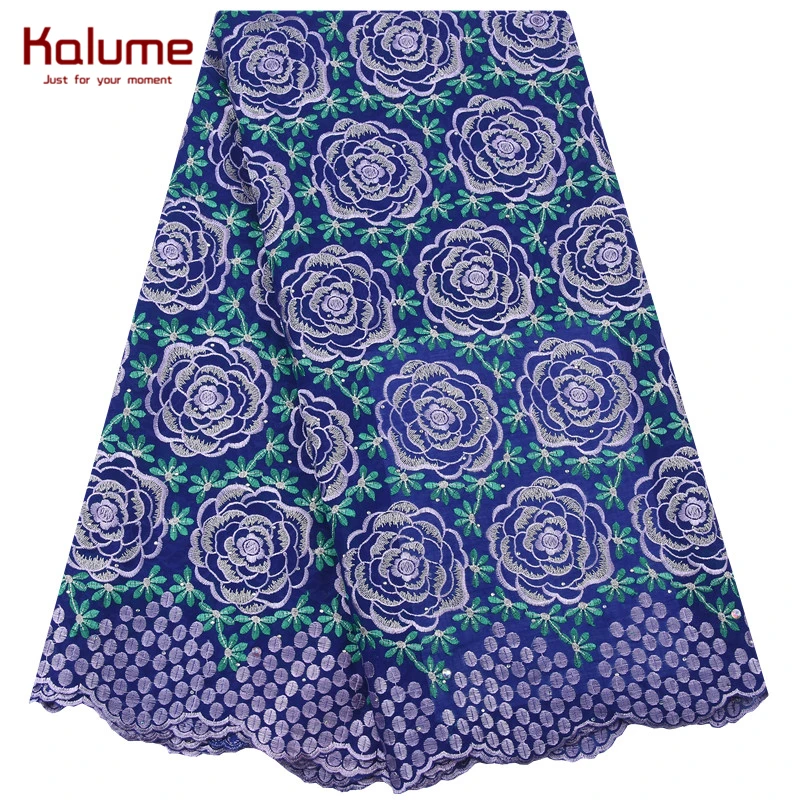 Kalume Fashion Nigerian Swiss Voile Lace Fabric Embroidery African Cotton With Stones For Daily Dress Party F1974 | Дом и сад