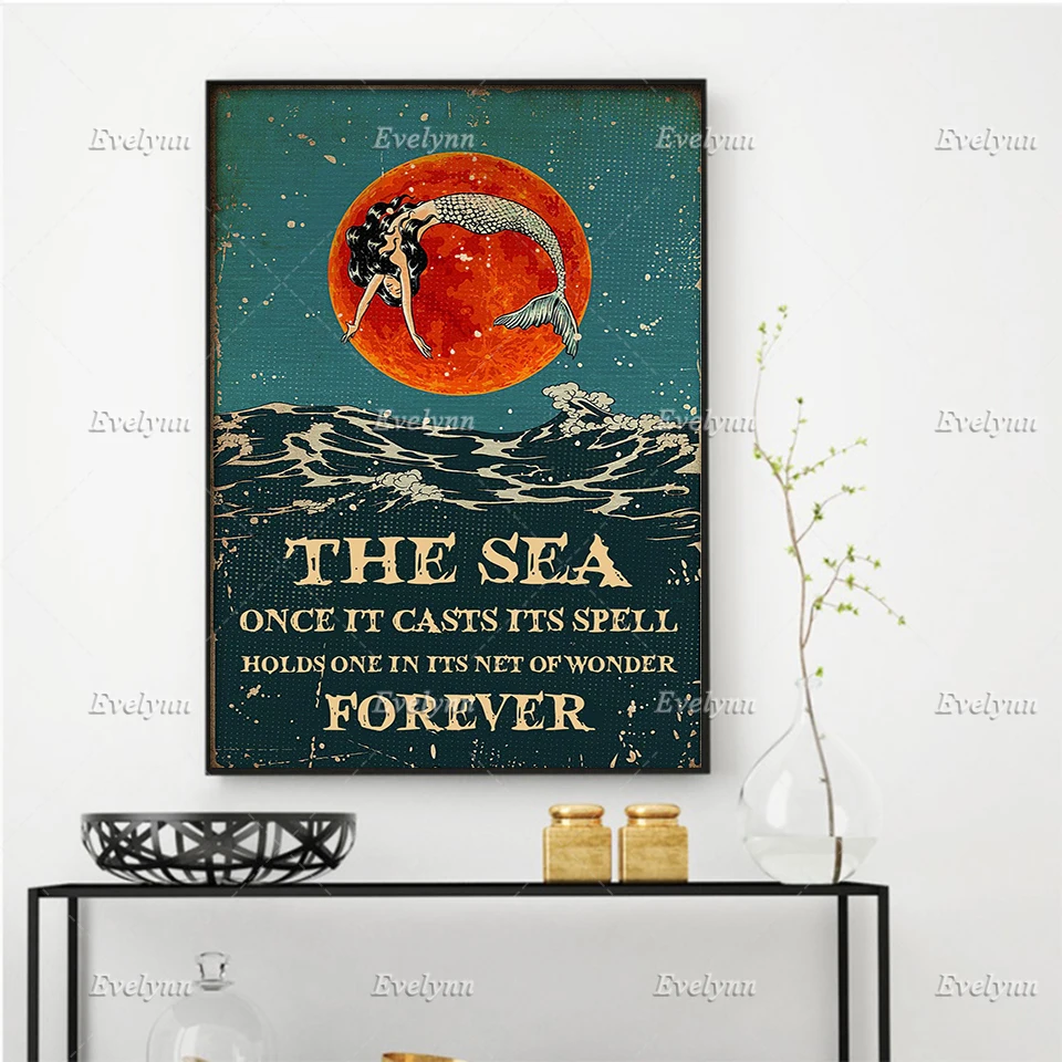 

Mermaid Poster TheSea Once It Casts Its Spell Holds One In Its Net Of Wonder Forever Art Prints Home Decor Canvas Floating Frame