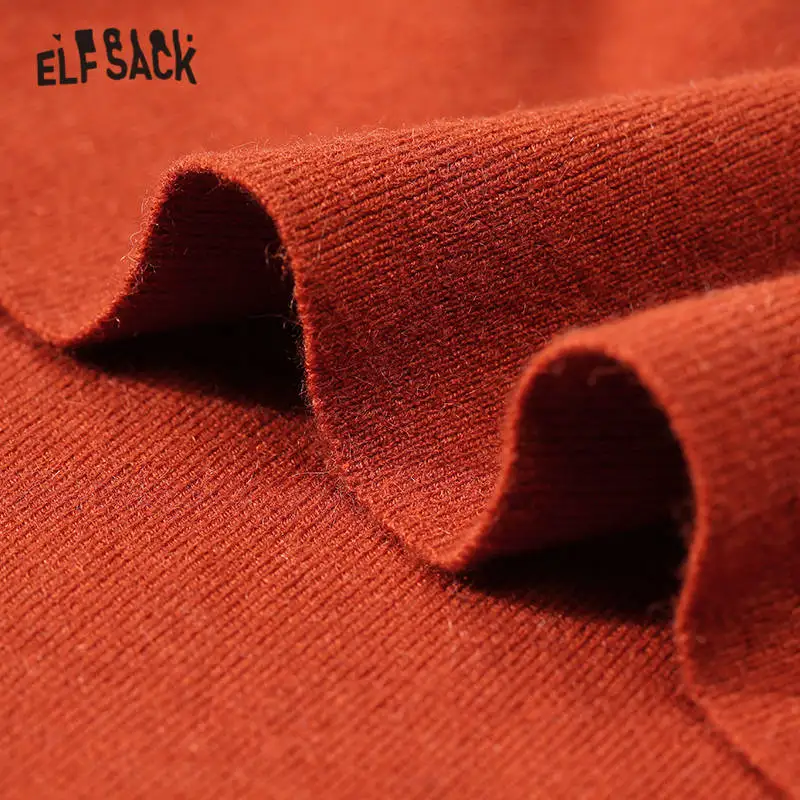 Женское вязаное платье ELFSACK черное однотонное облегающее с рукавами фонариками