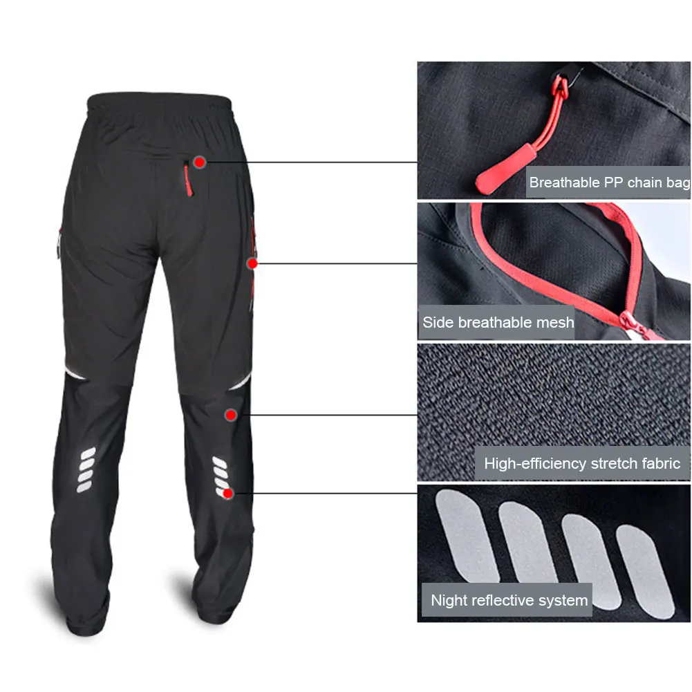 

Men Bicycle Reflective Strip Long Cycling Pants Fashion Spring Summer Sweat Absorption Waterproof Trousers Riding Climbing Bike