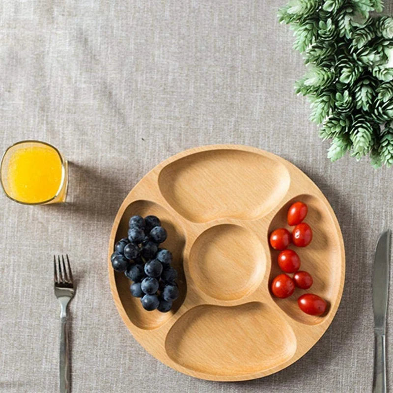 Деревянные закуски сервировочное блюдо бытовой 5 отделений тарелка для сухих