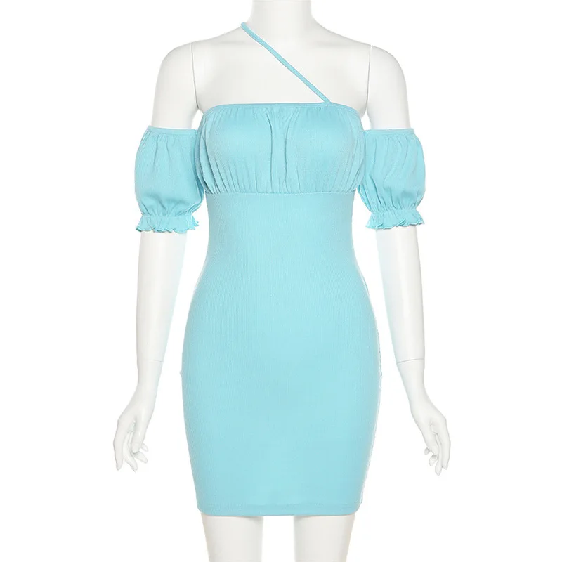 

Bodycon Dresses Mini A-Line Backless Blue Sexy Female Dress Vestidos Streetwear Package Hip Summer New High Waist Women 2021