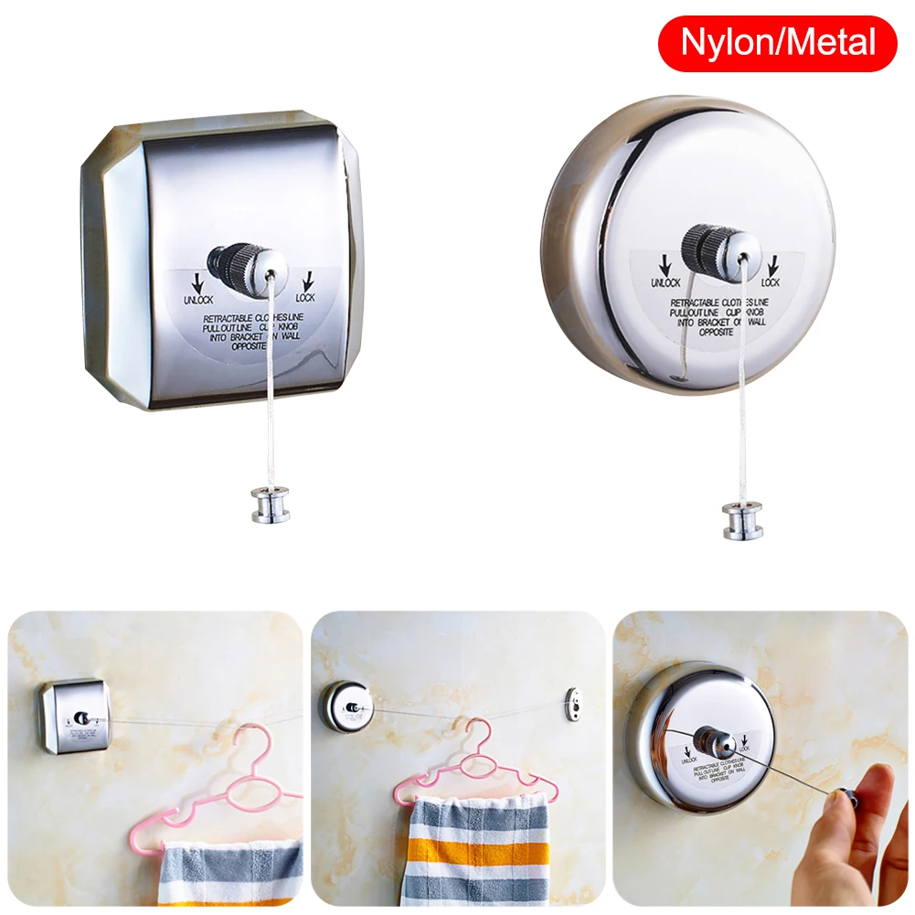 

Retractable Clothesline 2.8 Meters Stainless Steel Clothes Drying Line Home Hotel Travel Clothes Dryer Organiser Laundry Hanger