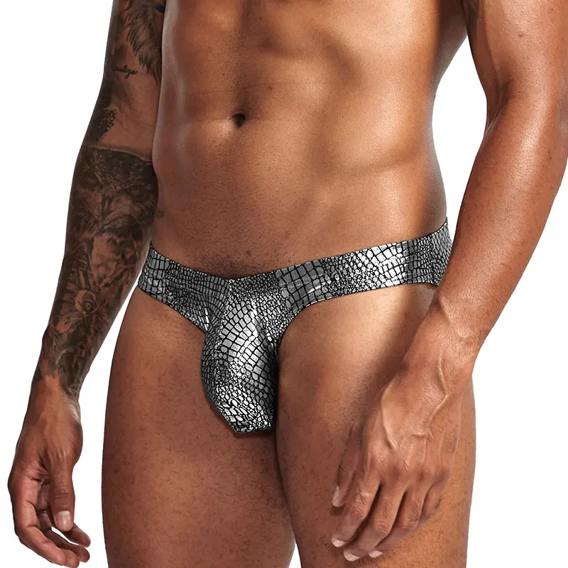 Для мужчин сексуальные яркие с узором под змеиную кожу низкой посадкой нижнее