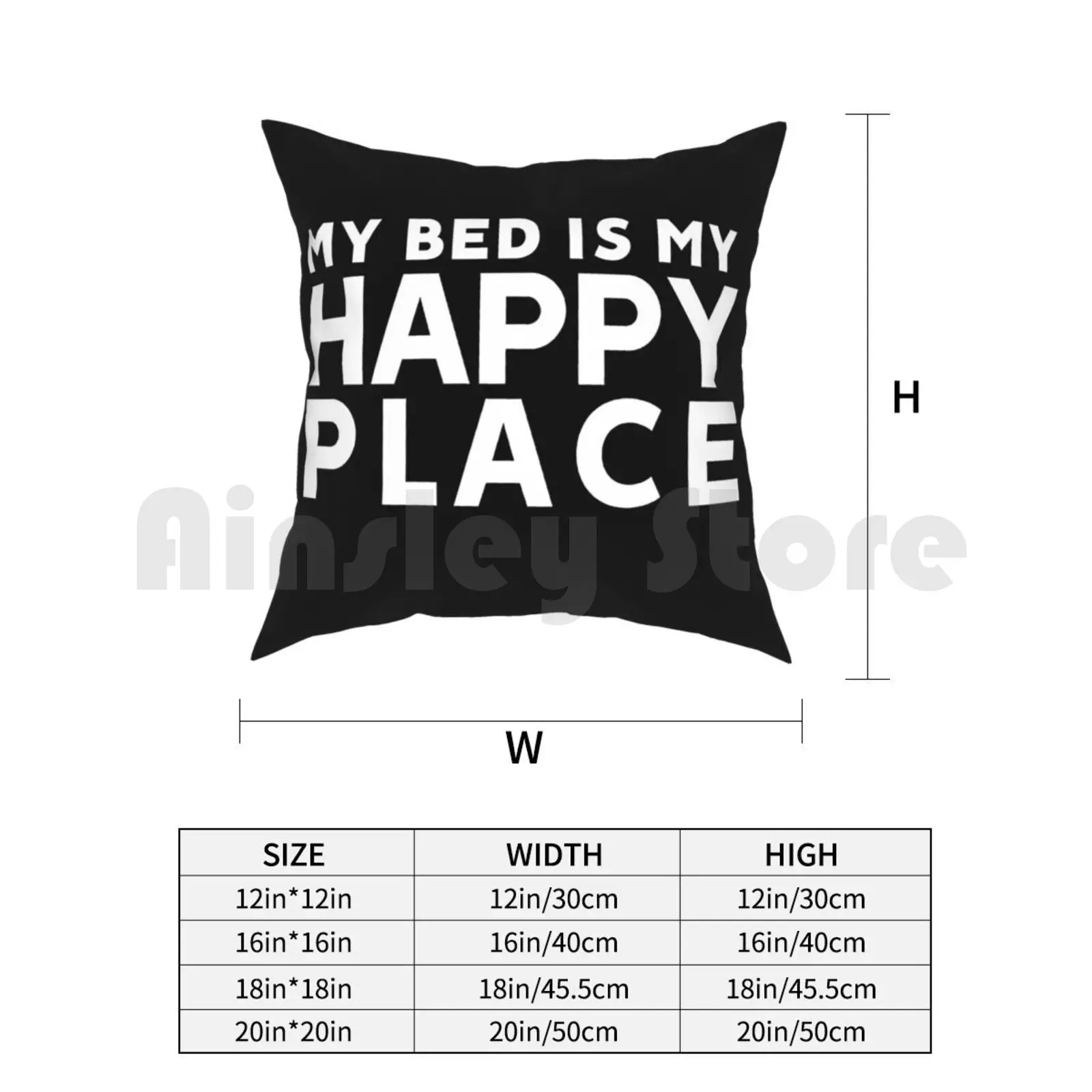 Чехол-наволочка с надписью My Bed Is Happy Place | Дом и сад