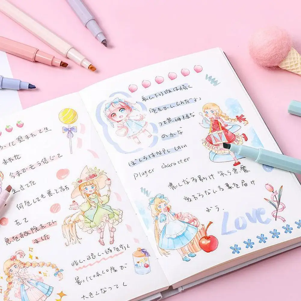 

6 шт./компл. из мягкого наконечника для защиты глаз, высокий свет, светлая, Студенческая ручка для записей, дневника, флуоресцентная ручка «сд...