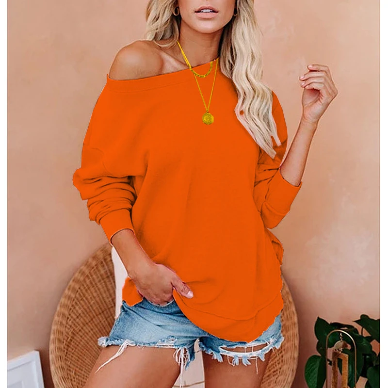 

2020 Autumn Sweatshirt 9 Colors Women O-Neck Sweatshirts Casual Solid Long Sleeve Loose Sweatshirt Pullovers Tops 3XL