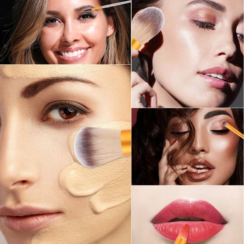 Набор кистей для макияжа 10 шт. кисть основы под макияж пудры ресниц бровей набор