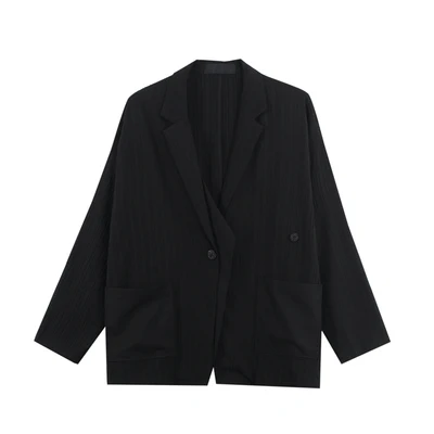 Yamamoto темно сшитый Асимметричный кожаный костюм куртка | Женская одежда