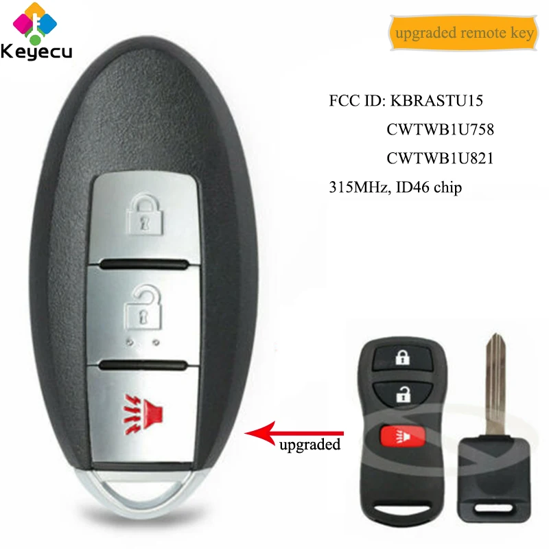KEYECU Модернизированный Автомобильный ключ дистанционного управления с 3 кнопками
