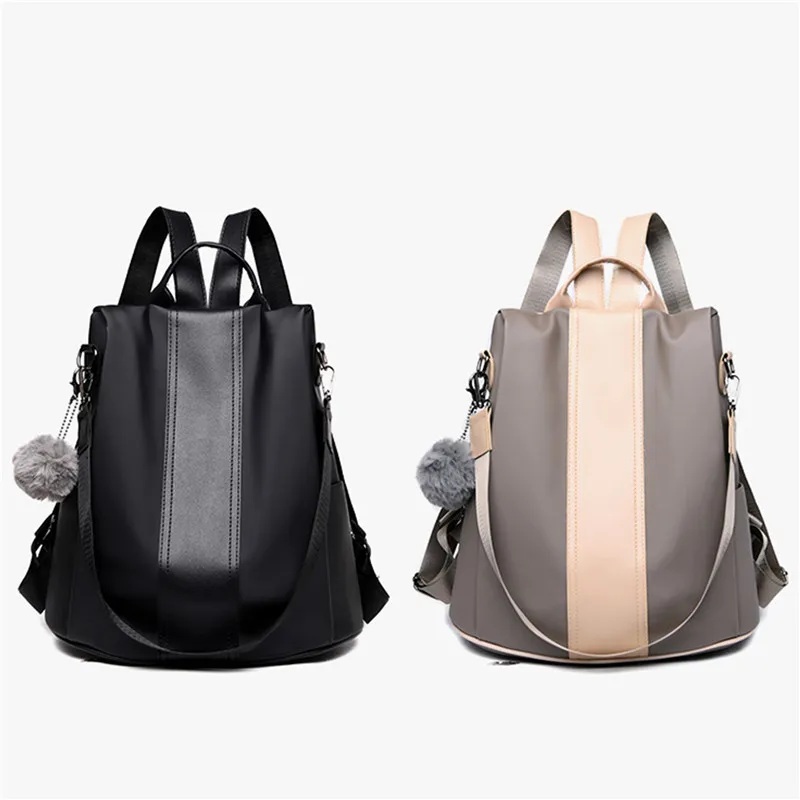 

Высококачественный кожаный женский рюкзак с защитой от кражи, вместительная школьная сумка с помпоном для девочек-подростков, мужские доро...