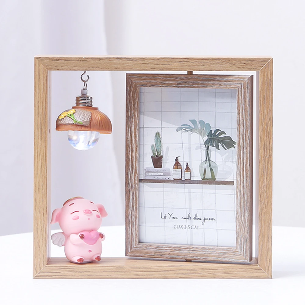 

Деревянная двусторонняя вращающаяся фоторамка со светом