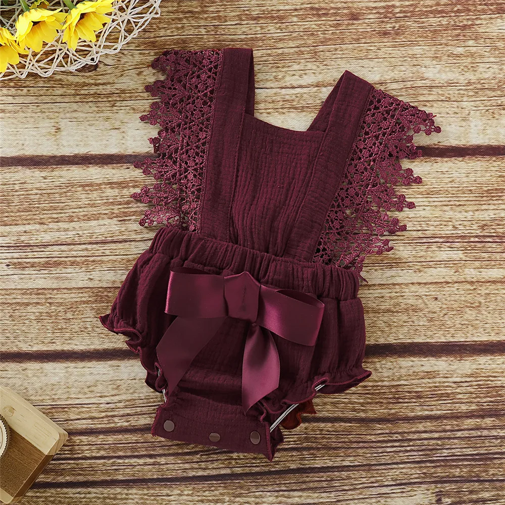 

Newborn Baby Lace Rompers Spring Summer Fashion Girls Big Bow Ruffles Jumpsuit Toddler Girls Clothes Newborns Photography Props