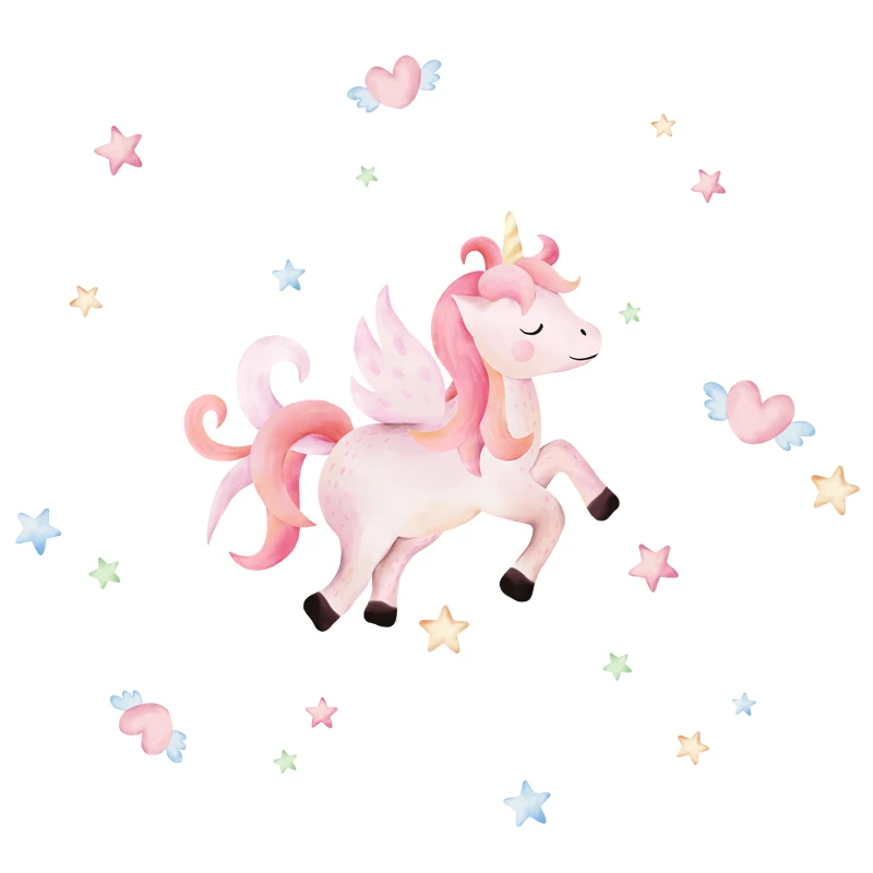 [SHIJUEHEZI] мультфильм единорог Радуга наклейки на стену DIY Наклейка на стену с изображением животных наклейки для детей детская комната украшение для детской спальни - Цвет: Animal Sticker2