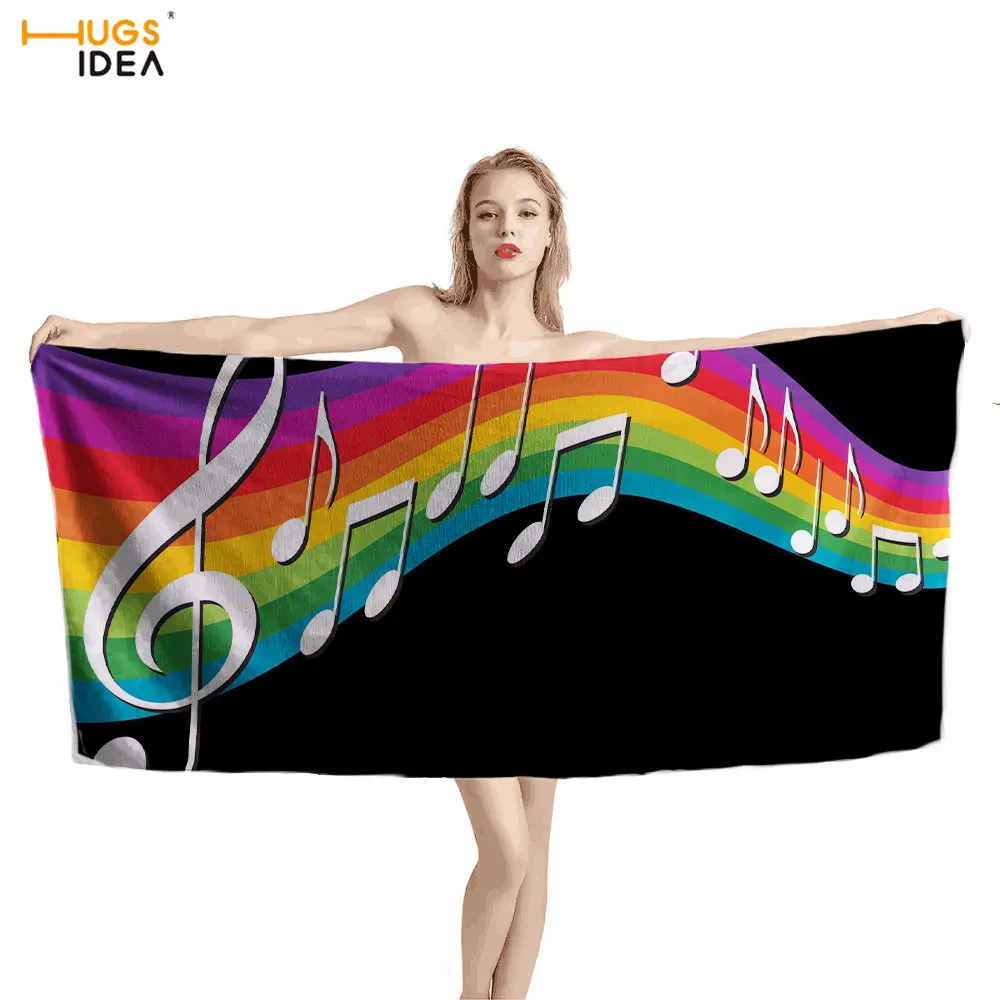 

Полотенце для душа HUGSIDEA, домашний текстиль, с изображением музыкальных нот, мягкое, устойчивое к выцветанию, персонализированное, Пляжное, д...