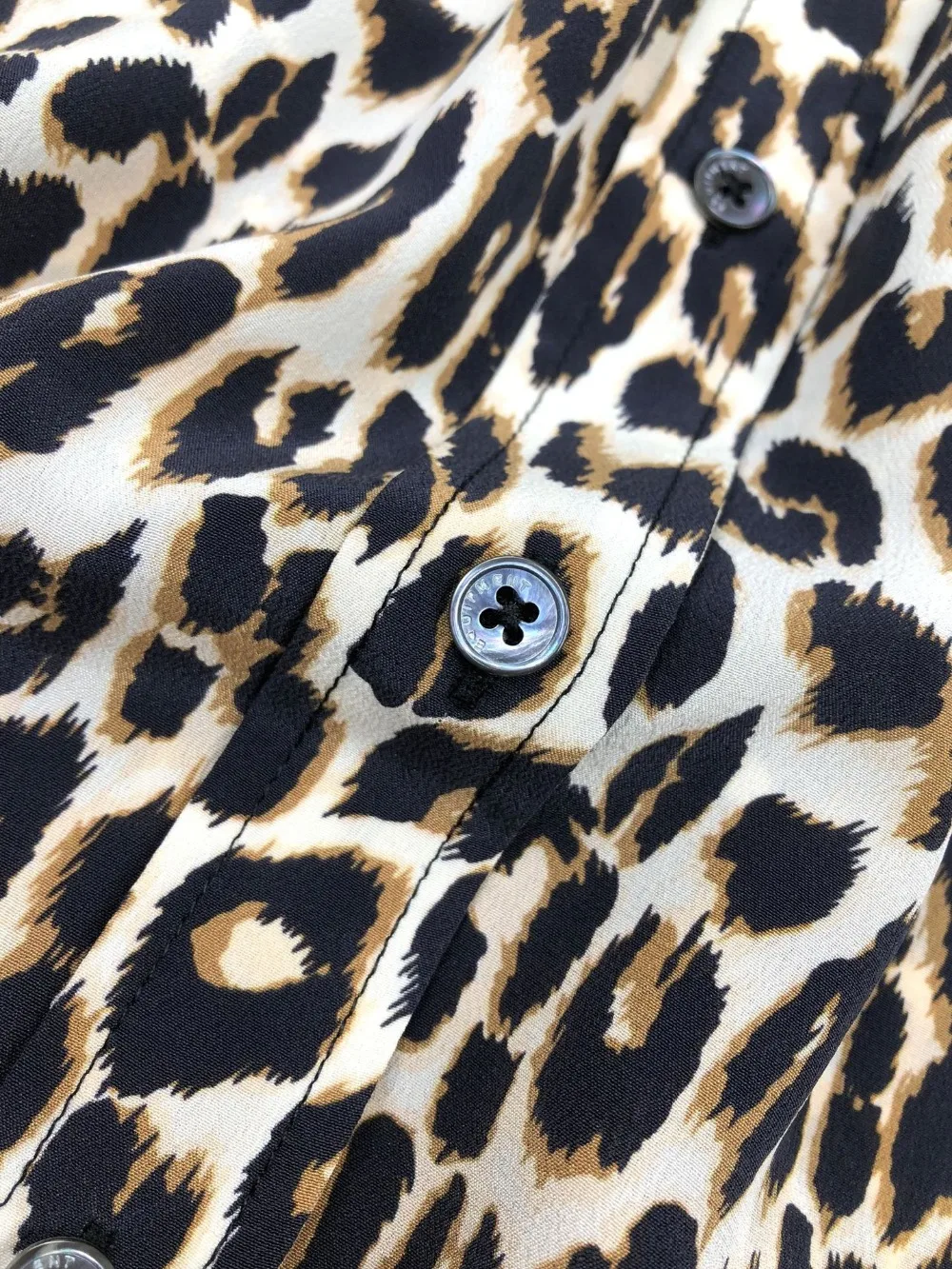 Весенняя женская шелковая рубашка Ne с леопардовым принтом блузка длинным