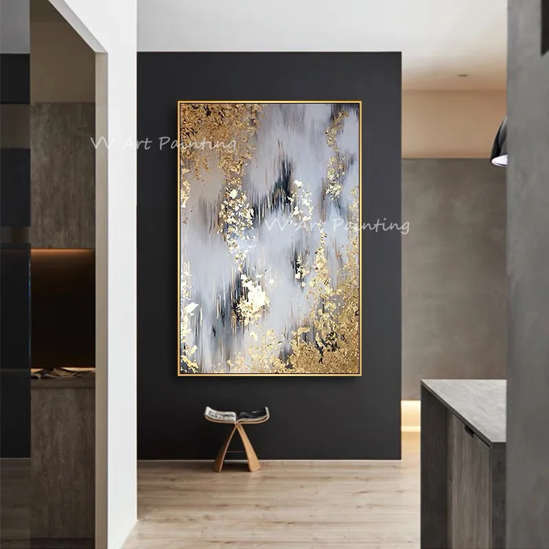 

gold foil landscape Oil Painting Canvas Artwork Nature Picture Abstract New Painting For Living Room Decoration No Framed