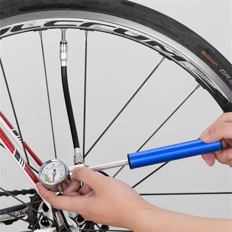 

120 Psi High Pressure Bike Inflator Portable Aluminum Alloy Hand Gas-Filled Pump With Hose For Bike Footballs Outdoor Tools