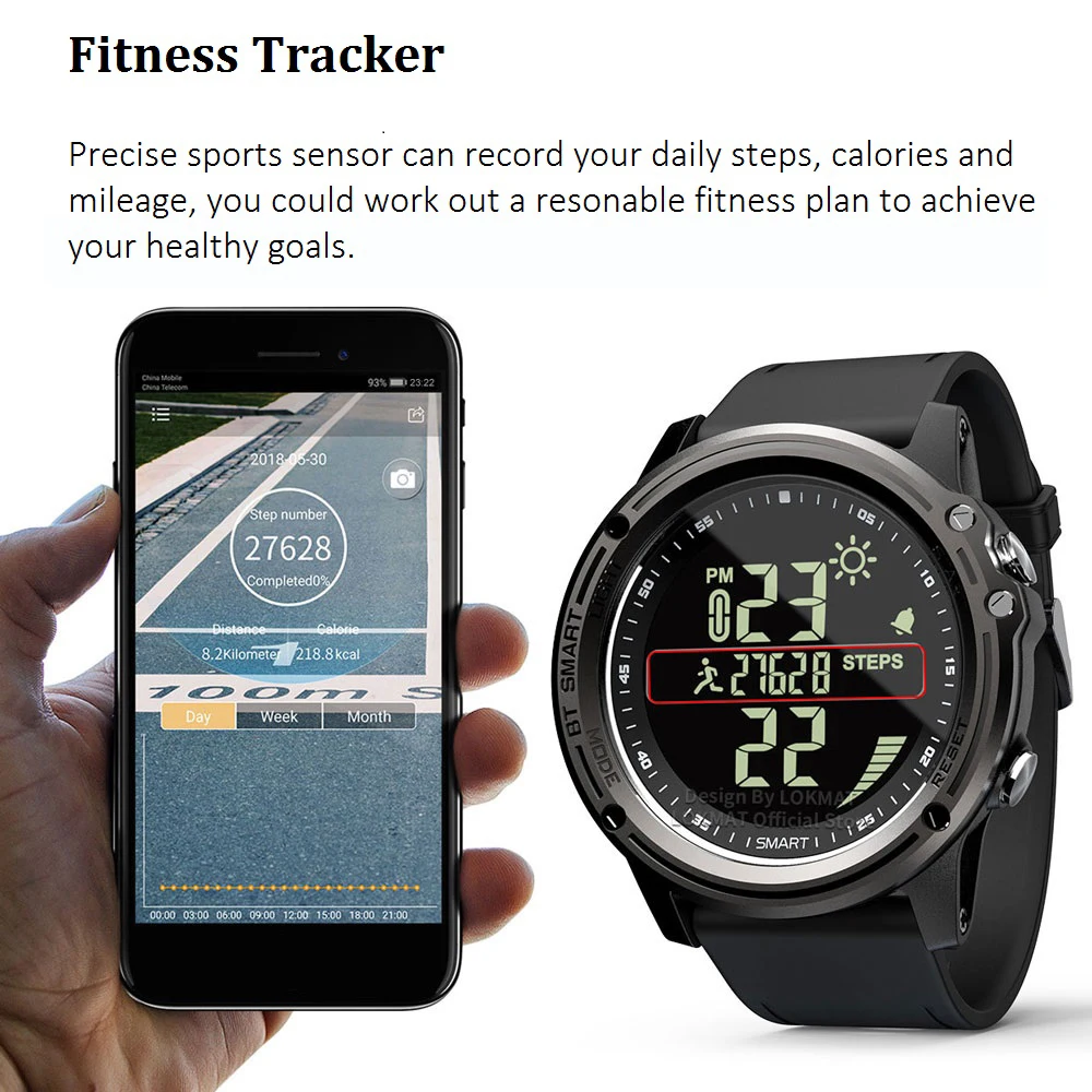 Смарт часы LOKMAT MK07 Bluetooth с 1 25 дюймовым FSTN экраном водонепроницаемый фитнес трекер