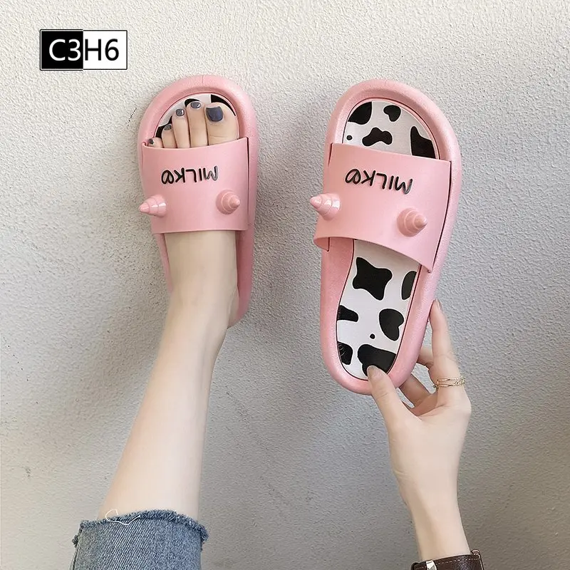 

Summer New Women Indoor Cute Cow Slippers Floor Flat Shoes Indoor Eva Flip Flops Female Non-slip Bathroom Home Slippers