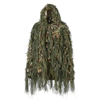 hot ghillie suit hunting woodland 3d bionic leaf disguise uniform cs camouflage suits set jungle train hunting cloth