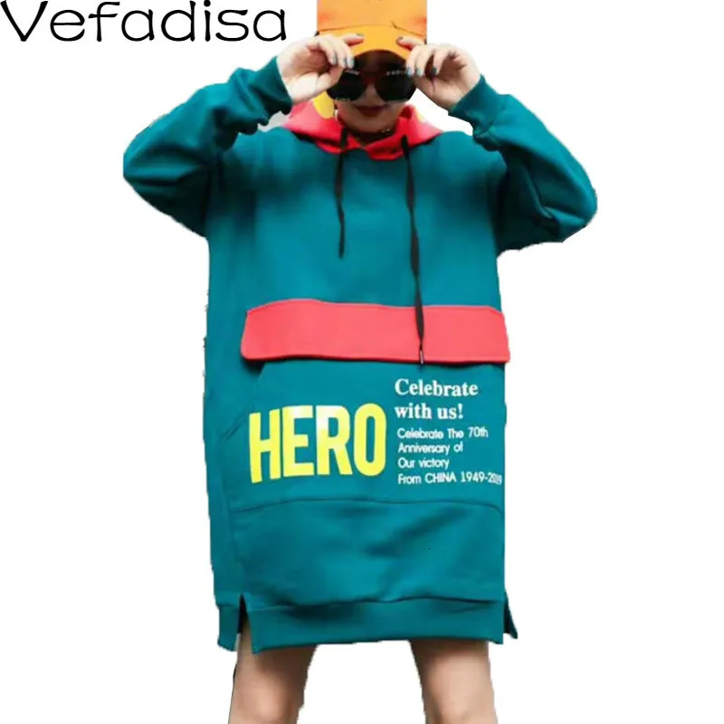 Vefadisa хит цветные пуловеры Женская толстовка 2019 зимняя толстая свободная с