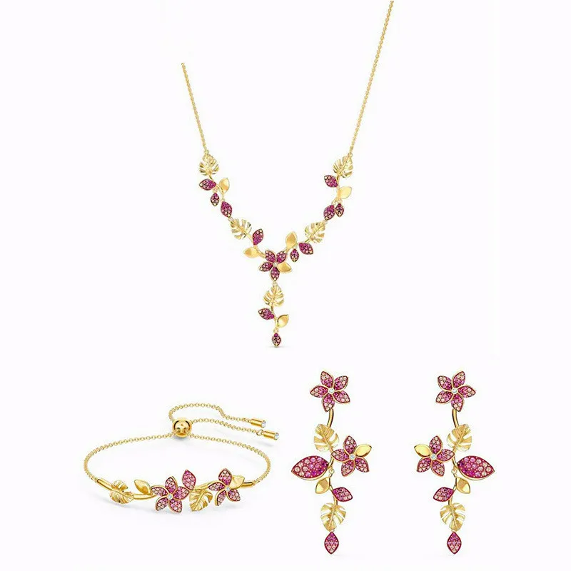 

SWA 1:1 Beautiful Flower Necklace Women Gold Color New 2020