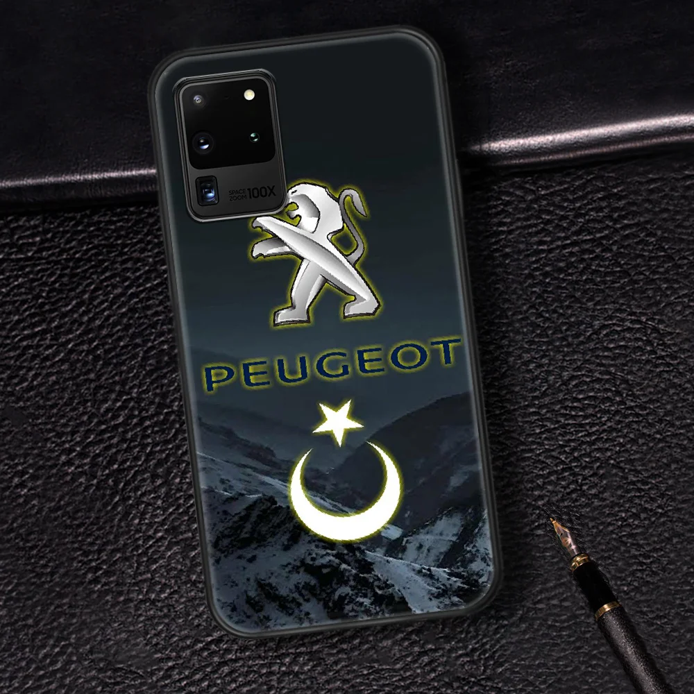 

Peugeots Car Logo Phone Case Cover Hull For Samsung Galaxy S 6 7 8 9 10 e 20 Edge Note 8 9 10 Plus black Cover Soft Hoesjes
