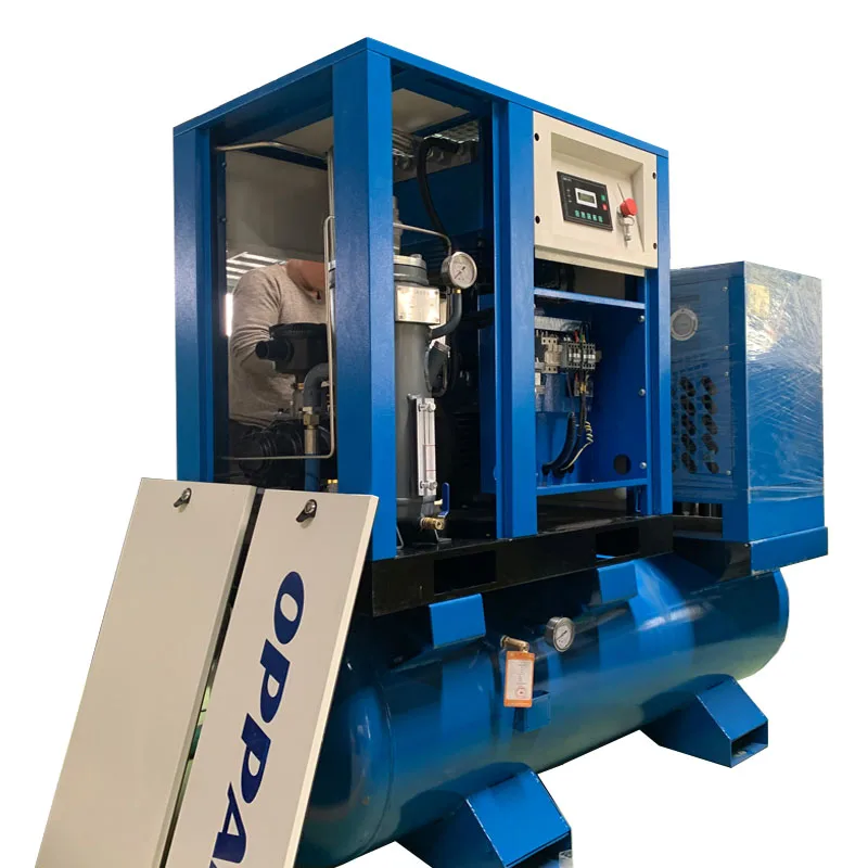 

German Silent Oilless Rotary Screw Air Compressor with Dryer, Filters and Air Tank (300L 500L) for Refrigeration Equipment Italy