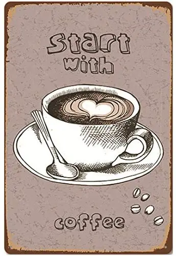 

Original Retro Design Star with Coffee Tin Metal Signs Wall Art | Thick Tinplate Print Poster Wall Decoration for Cafe/Kitchen