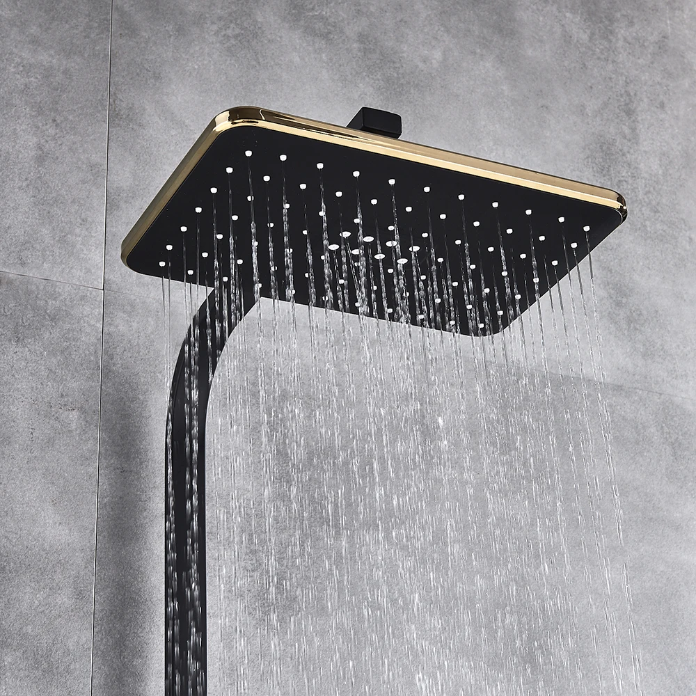 Набор для душа Senducs черного и золотого цвета роскошный латунный смеситель ванной