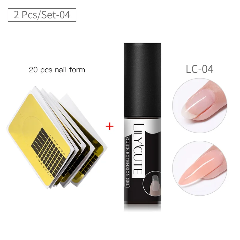 2 pcs 4 LILYCUTE 5 мл быстрое удлинение Гель-лак прозрачный розовый ногтей типсы дизайн УФ гель для ногтей поли расширение Гель-лак - Цвет: 2 pcs 4