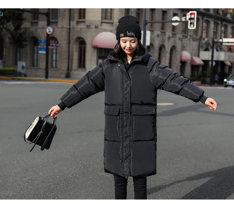 Long Parkas Female Women Winter Coat Thick Warm Cotton Hooded Basic Jacket Womens Winter Outerwear chaqueta mujer