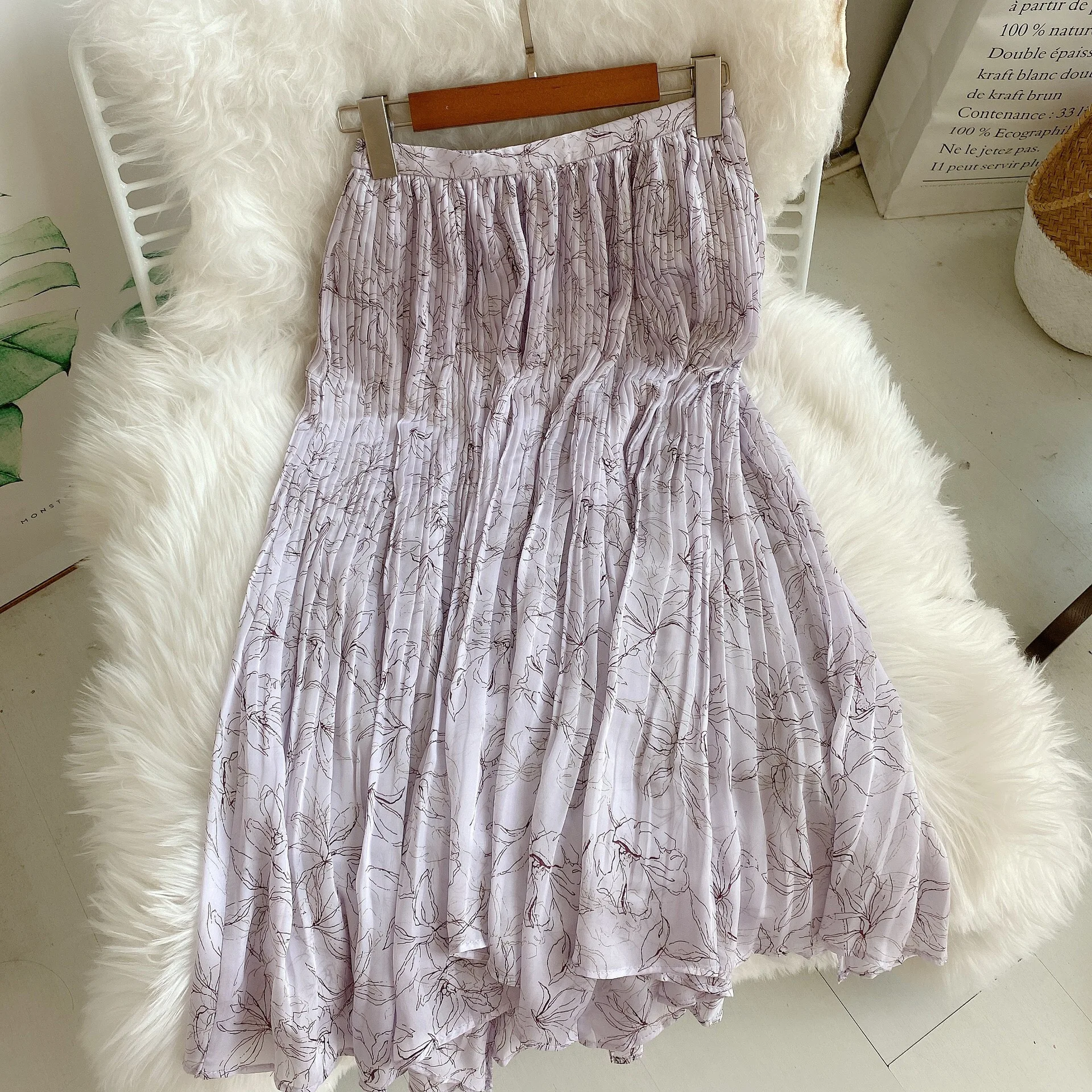 Осень-зима 2020 новая продукция юбка с высокой четкостью асимметричными складками