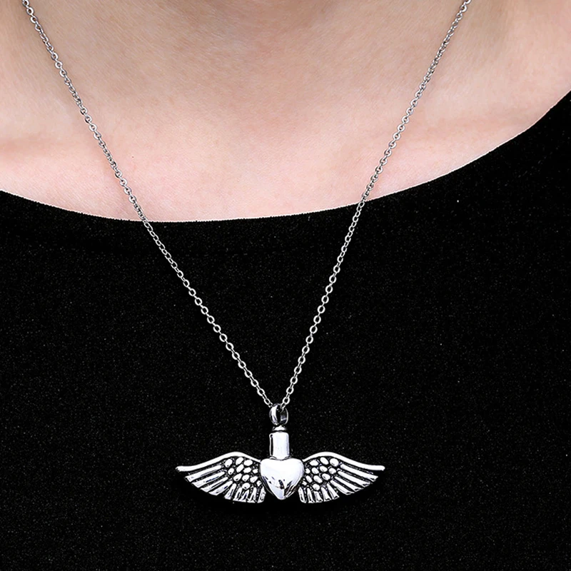 Кулон прах питомца в форме сердца из перьев кулон крылья Ангела Ароматические