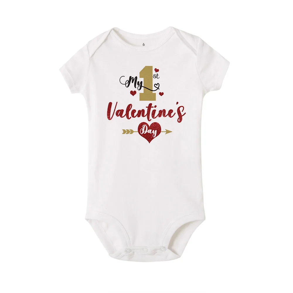 Мой первый день Святого Валентина милый комбинезон для новорожденных мальчиков