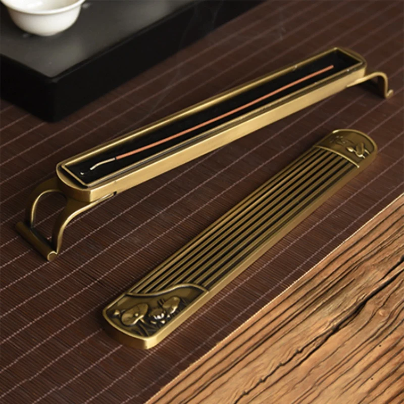 

Teahouse Ornament,Antique Copper Alloy Piano Incense Burner, for 8.27 Inch Sticks, Home Decor,Incense Base