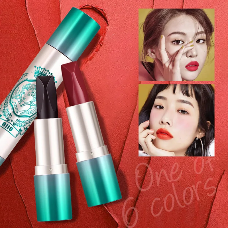 

Double Head 6 Colors Matte Lipstick Easy To Wear Misty Velvet Lip Gloss Nature Lasting Nonstick Cup Charming Gorgeous Makeup
